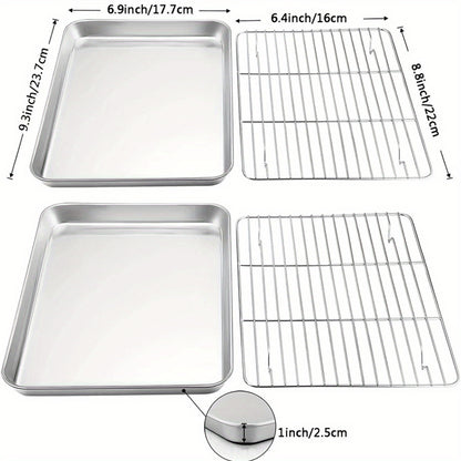 1pc Baking Sheet And Rack, Stainless Steel Cookie Sheet, Baking Pan Tray with Cooling Rack, Toxic & Healthy, Free & Dishwasher Safe, for Outdoor Picnic Party BBQ Accessories Kitchen Accessories