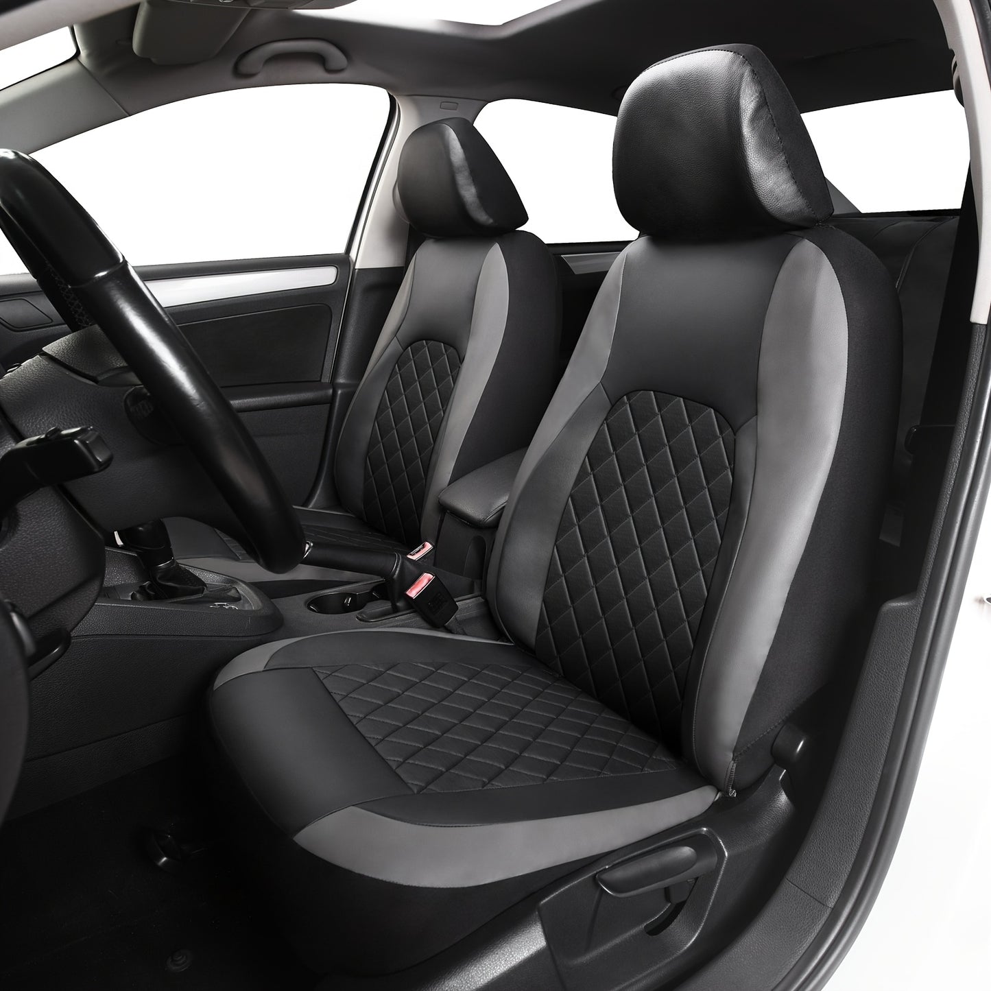 Universal Faux Leather Car Seat Covers Full Set Car Seat Covers Full Set Front Seats and Rear Bench, Universal Fit 5 Seat Covers for SUV, Automotive Truck, Scratch Proof