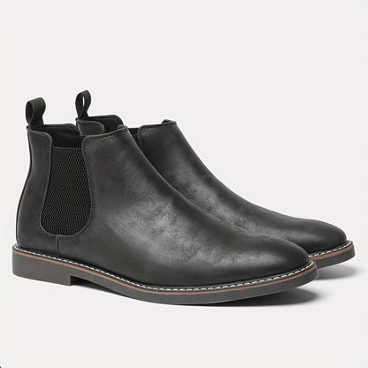 Men'S Chelsea Ankle Boots - Size 40-46, Brown Faux Cover with Black Elastic Band, Pointed Toe, TPR Sole, Ideal for Casual Wear and Vacation