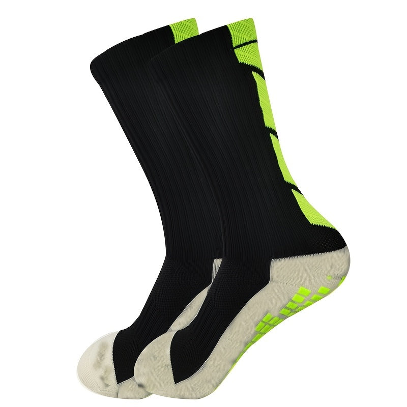 Non-Slip Rubber Grip Cushioned Soccer Socks - Anti-Slip Training Socks with Non-Slip Traction, All-Season Athletic Socks for Football, Basketball, Running, Hiking