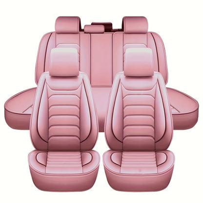 5-Seat Full Set Faux Leather Car Seat Covers - Waterproof All-Weather Protection, Full Surrounded Cushion Protector with Soft Foam Padding, Precise Fit for Cars, Trucks, Sedans & SUVs - Easy Installation, Durable Automotive I