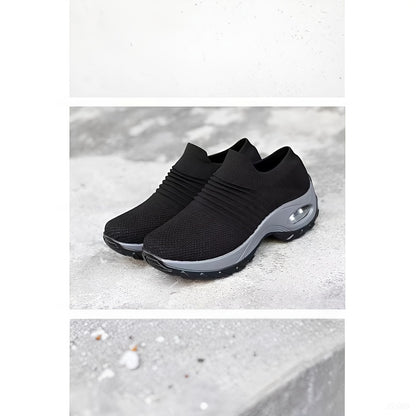 Womens Lightweight Air Cushion Sole Sneakers - Breathable Mesh Running Shoes with Stylish Low Top Design - Ideal for Comfort and Style