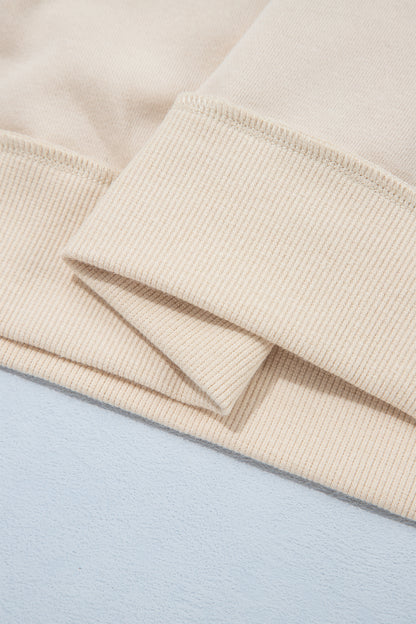 Beige CHRIST IS KING Embroidery High Neck Baggy Sweatshirt