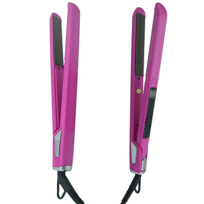 Professional Salon Hair Straightener & Curler - 265°F-450°F High-Temperature Flat Iron with LCD Display, 2-in-1 Dual Function, Titanium Ceramic Technology, Ideal for Home & Commercial Use, Ergonomic Handle, Compatible with