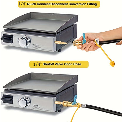 12 Low Pressure RV Propane Hose with Quick-Connect Fitting - Safe & Durable for Blackstone Tabletop Grill, Perfect BBQ & Grill Accessories for Outdoor Cooking Adventures, Fits 17 & 22 Models