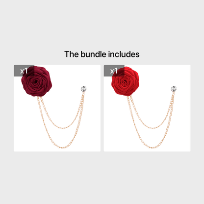 Men's Wedding Ceremony Groom Handmade Rose Chain Brooch