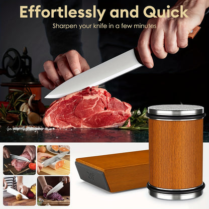 Knife Sharpener Tool, Rolling Knife Sharpeners Kit, Kitchen Knivies Sharpener With Diamond And Ceramic For Steel, Knife Sharpening With 15 And 20°, Angle Base For Kitchen Knives, Selected Christmas Present For Kitchen Enthus