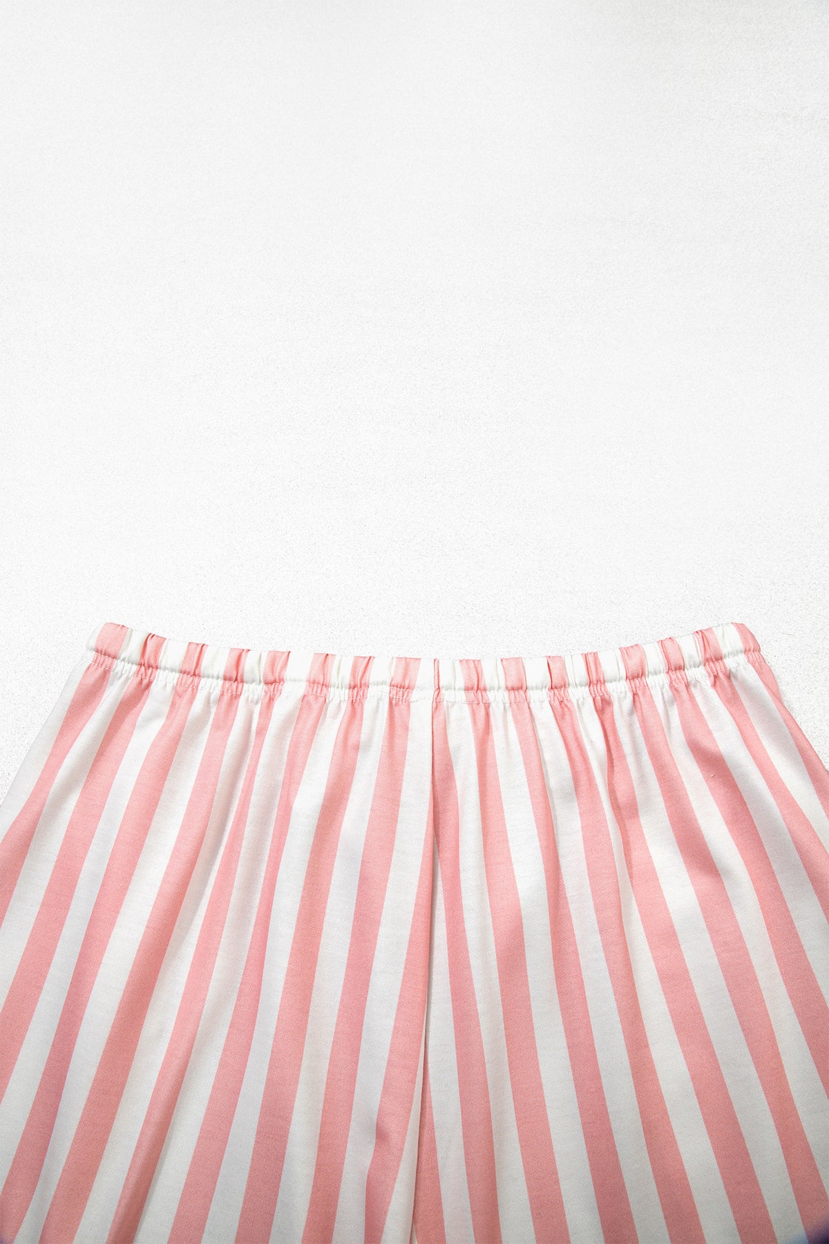 Gossamer Pink Striped Color Block Pullover Top Drawstring Shorts Set