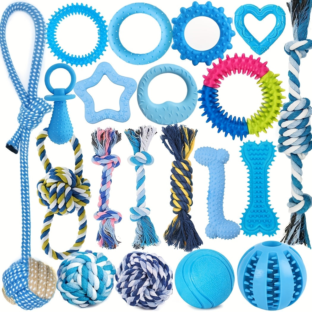 5/10/15pcs of Random Style Random Color Dog Chew Toys, Pet Toys, Suitable for Teething, Entertainment And Interaction, Puppy Chew Toy Pack, with Rope Knots, Rope Balls, Thorn Rings, Etc., Suitable for Small Dog Gifts