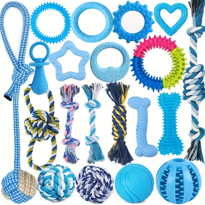 5/10/15pcs of Random Style Random Color Dog Chew Toys, Pet Toys, Suitable for Teething, Entertainment And Interaction, Puppy Chew Toy Pack, with Rope Knots, Rope Balls, Thorn Rings, Etc., Suitable for Small Dog Gifts