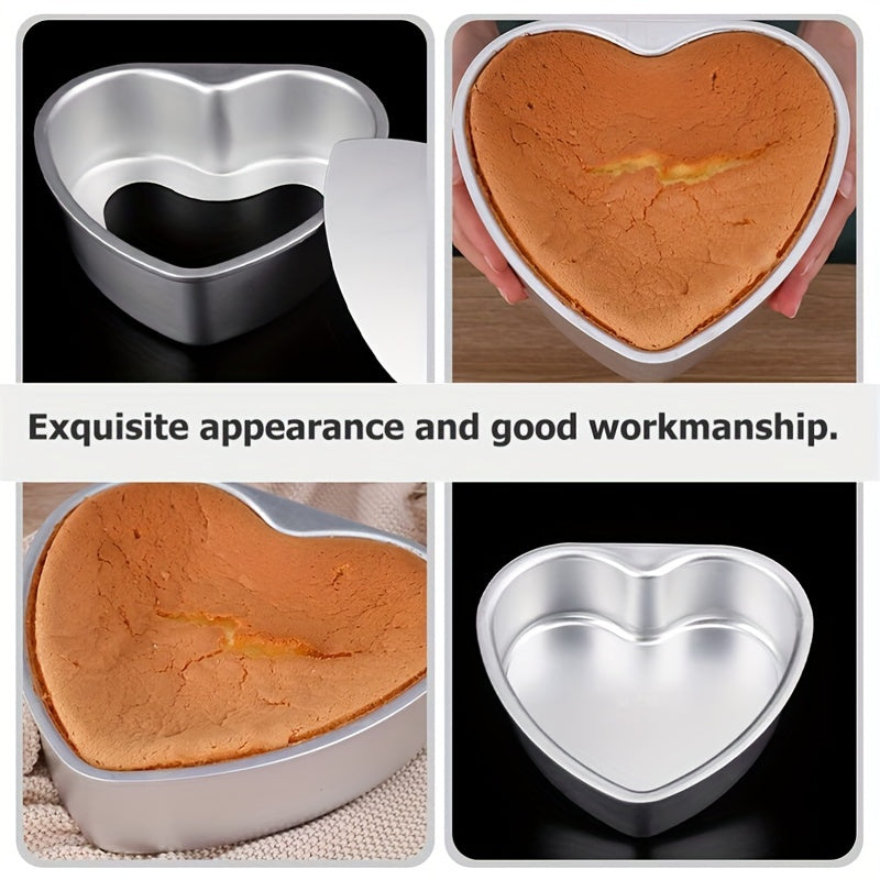 3-Piece Heart-Shaped Cake Pan Set with Removable Bottoms - Aluminum Bakeware for Birthdays, Christmas, Mother's Day, Graduation, Juneteenth, 4th of July - Manual, Non-Stick, 4/6/8 Inch