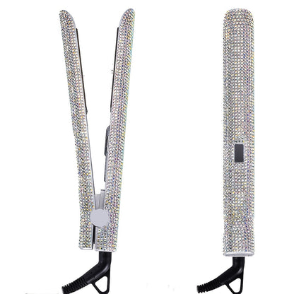 Bling Rhinestone Hair Straightener 2in 1 Flat Iron Hair Straightener Curler for All Hair Styles Professional Fast Adjustable Temperatures Hair Straightener,  Salon Equipment, Decorative Iron, Heatresistant Material, Smooth Gl