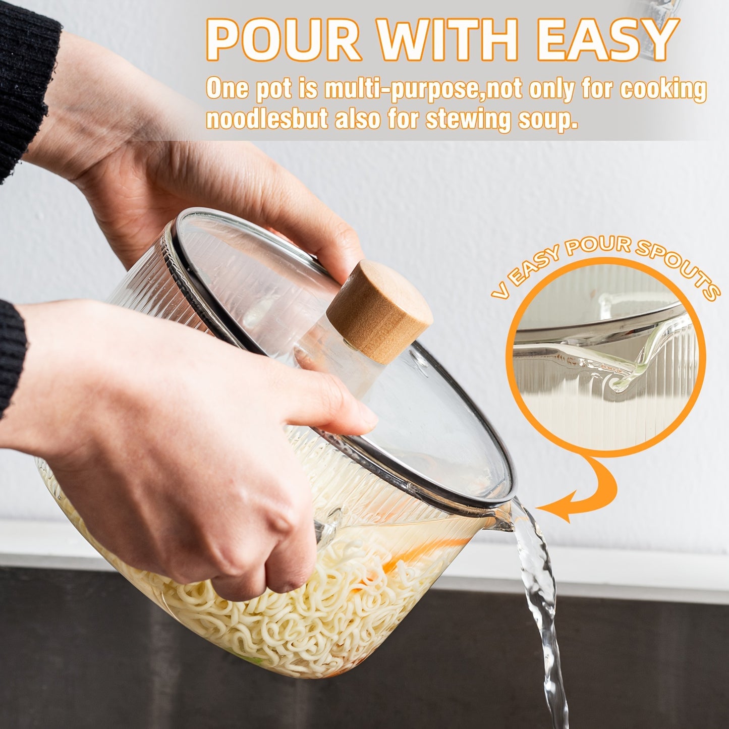 1pc, Glass Soup Pot, Glass Cooking Pot With Lid, Heat Resistant Borosilicate Glass Cookware, Stovetop Pot Set, Paella Pan Simmer Pot With Cover Safe For Soup, Milk