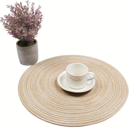 12pcs Round Braided Placemats Washable Round Placemats For Kitchen Dining Table, Round Indoor Woven Fabric Table Mats, Gifts For Mom Grandma, Valentines Bachelorette, DIY Craft Art Decor, Birthday Thanksgivings Christmas Gift