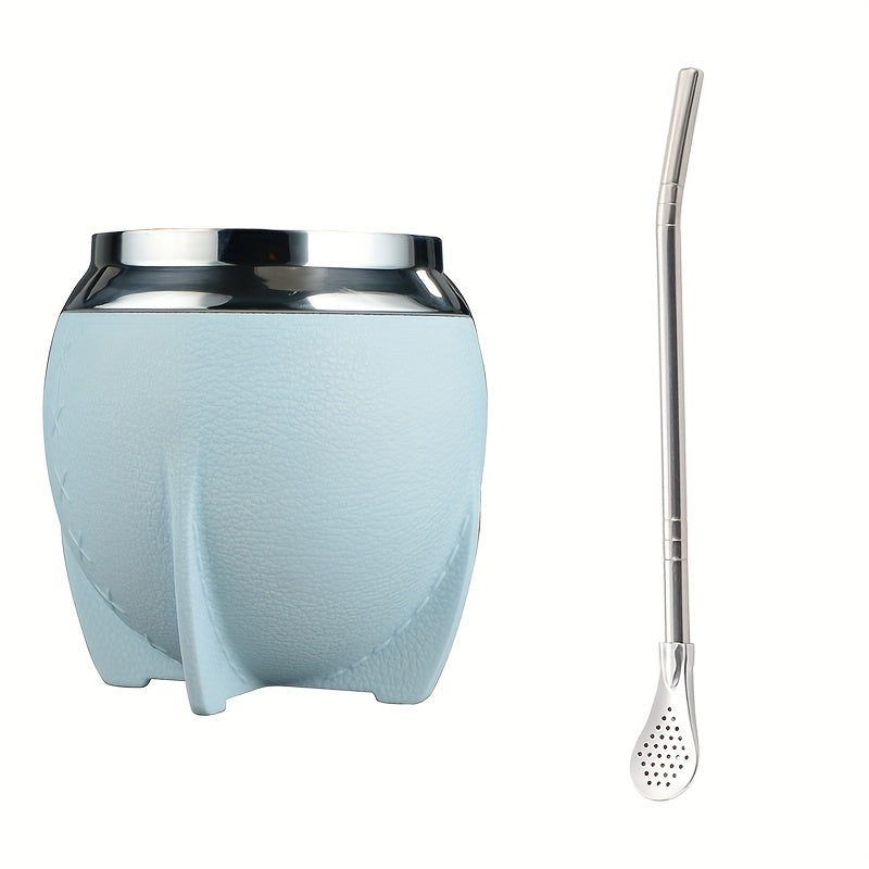 1pc, Yerba Mate Gourd With Bombilla, 9.47oz Stainless Steel Yerba Mate Cup, Double Wall Traditional Tea Cup, Drinkware, Christmas Gifts