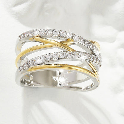 Luxury Infinity zirconia Eternity Ring 18K Gold Plated Wedding Engagement Party Decor For Bride Women Girls Gift