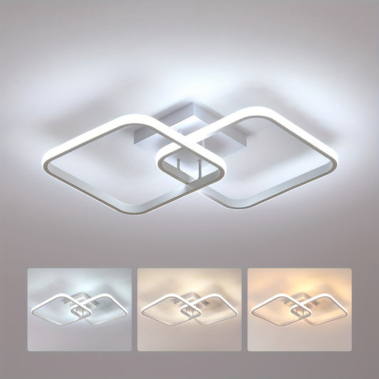 Modern Square Ceiling Light, LED Chandeliers, Aluminum Ceiling Light For Kitchen Dining Room Living Room Studio Office, 3000-6000K, Diameter Of Square Frame 11.42inch
