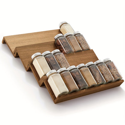4/8-Piece Stacking Spice Rack - Space-Saving, Multi-Tier Design for Kitchen Drawer Organization, Wooden Seasoning Bottle Holder and Display Storage Rack - Essential Kitchen Storage Supplies for Home Cooks and Chefs