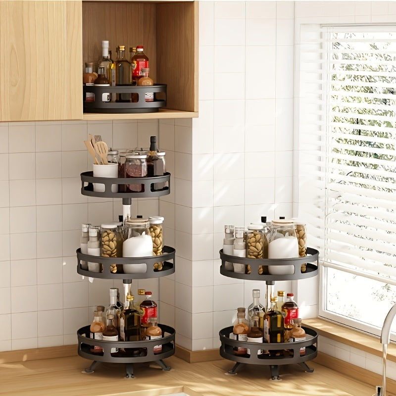 [Multipurpose] Rotating Organizer | Non-Slip | Countertop Storage | Tableware, Makeup, Spice | Kitchen Storage