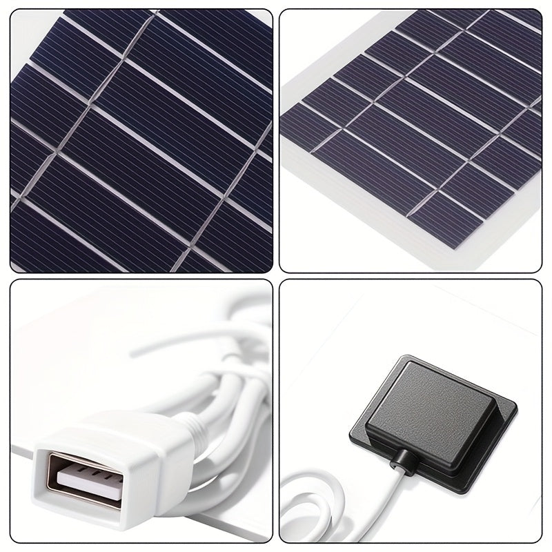 2W Solar Charger Portable Solar Panel with USB, Compact & Lightweight Outdoor Solar Power Bank Charger Compatible for for Power Banks, Phones, Flashlights, USB- Devices (Camping, Hiking, Emergency)