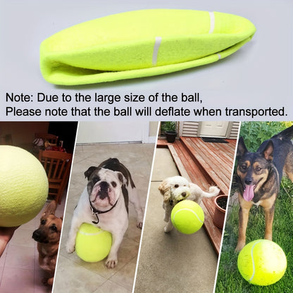1pc Interactive Giant 9.5" Dog Tennis Ball -Durable, Bouncy, Training Aid For Small To Medium Breeds, Pet Toys Funny Outdoor Sports Ball, Encouraging Active Playtime And Exercise, Perfect For Pet Owners Shipped Deflated