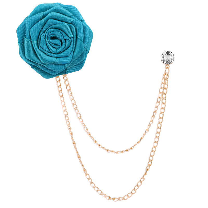 Men's Wedding Ceremony Groom Handmade Rose Chain Brooch