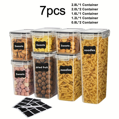Set of Sealed Kitchen Storage Containers in Various Sizes, Free from BPA, Designed for Organizing Items Like Pasta, Snacks, Sugar, And Grains, Ensuring for longer Freshness