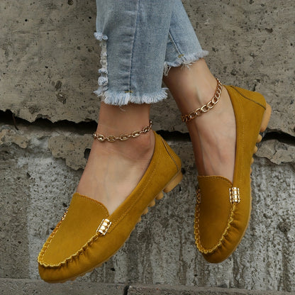 [Comfortable Loafers] Comfortable Round Toe Loafers | Women's Solid Slip On Shoes, Women's Footwear