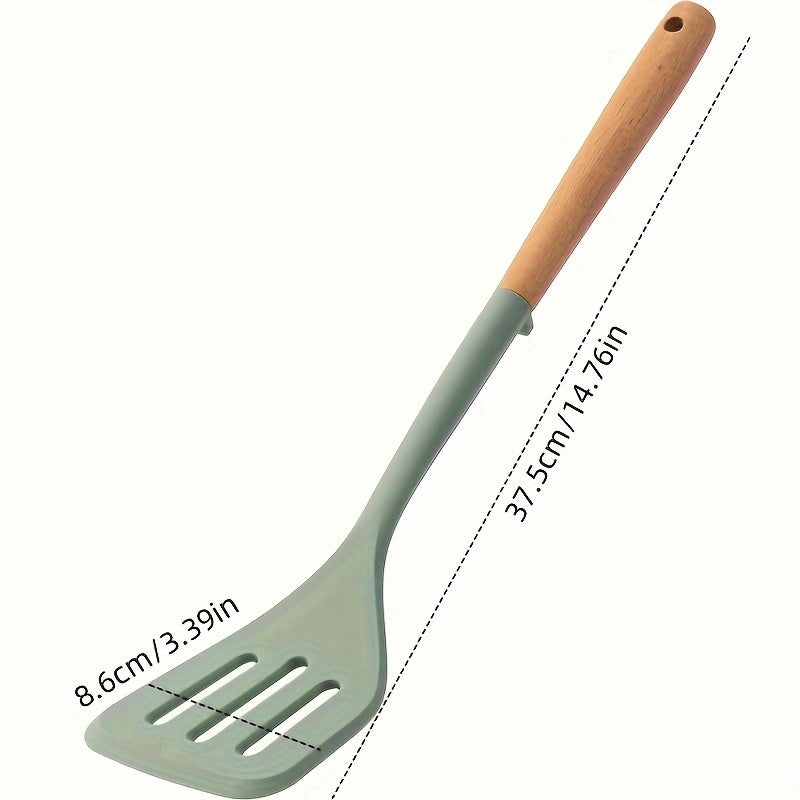 Silicone Kitchen Utensil Set - Long Handle Spatula & Soup Ladle, Non-Stick Cooking Tools for Home and Restaurant Use