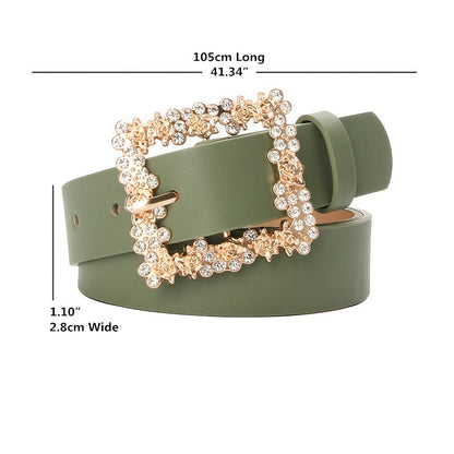 [Elegant Belt] 2023 Women's Fashion Accessory, Elegant Alloy Rhinestone Pin Buckle Belt, Versatile Dress Decorative Accessory, Casual & Sporty Style, Hand Washable - Ideal for Weekend and Festive Occasions, Weekend Casual Wea