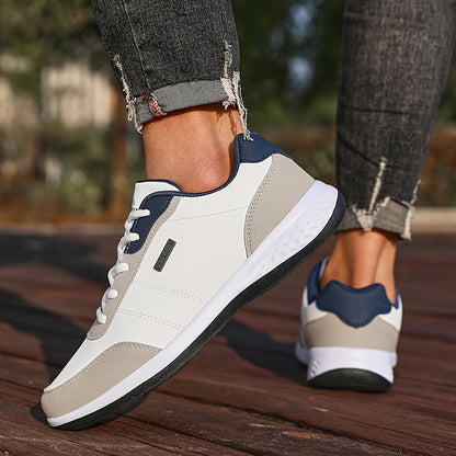 VanWeir Lightweight Men'S Shoes | Navy Blue/White, Lace-up Sports Shoes with MD/TPR Sole, Breathable Fabric Lining for Outdoor, Hiking & Casual Wear