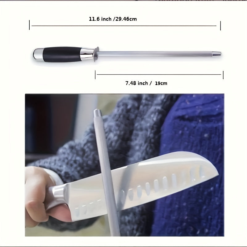 [Diamond Knife Sharpener] 1pc Premium Diamond Blade Knife Sharpener - Stainless Steel, Rubber Handle, No Power Required, Ideal for All Kitchen Knives, Effortless Sharpening
