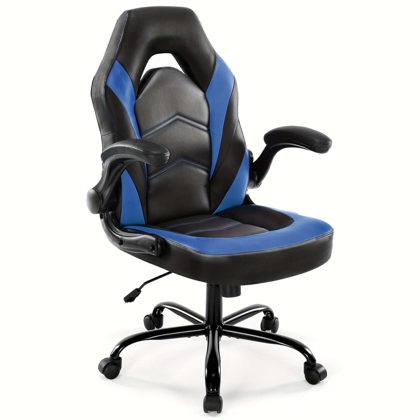 Gaming Chair, PU Leather Computer Gaming Chair, Ergonomic Home Office Desk Executive Chair, Height Adjustable Chair, Swivel Task PU Leather Racing Chair with Flip-up Armrest for Adults, Men, Girls, Gamer
