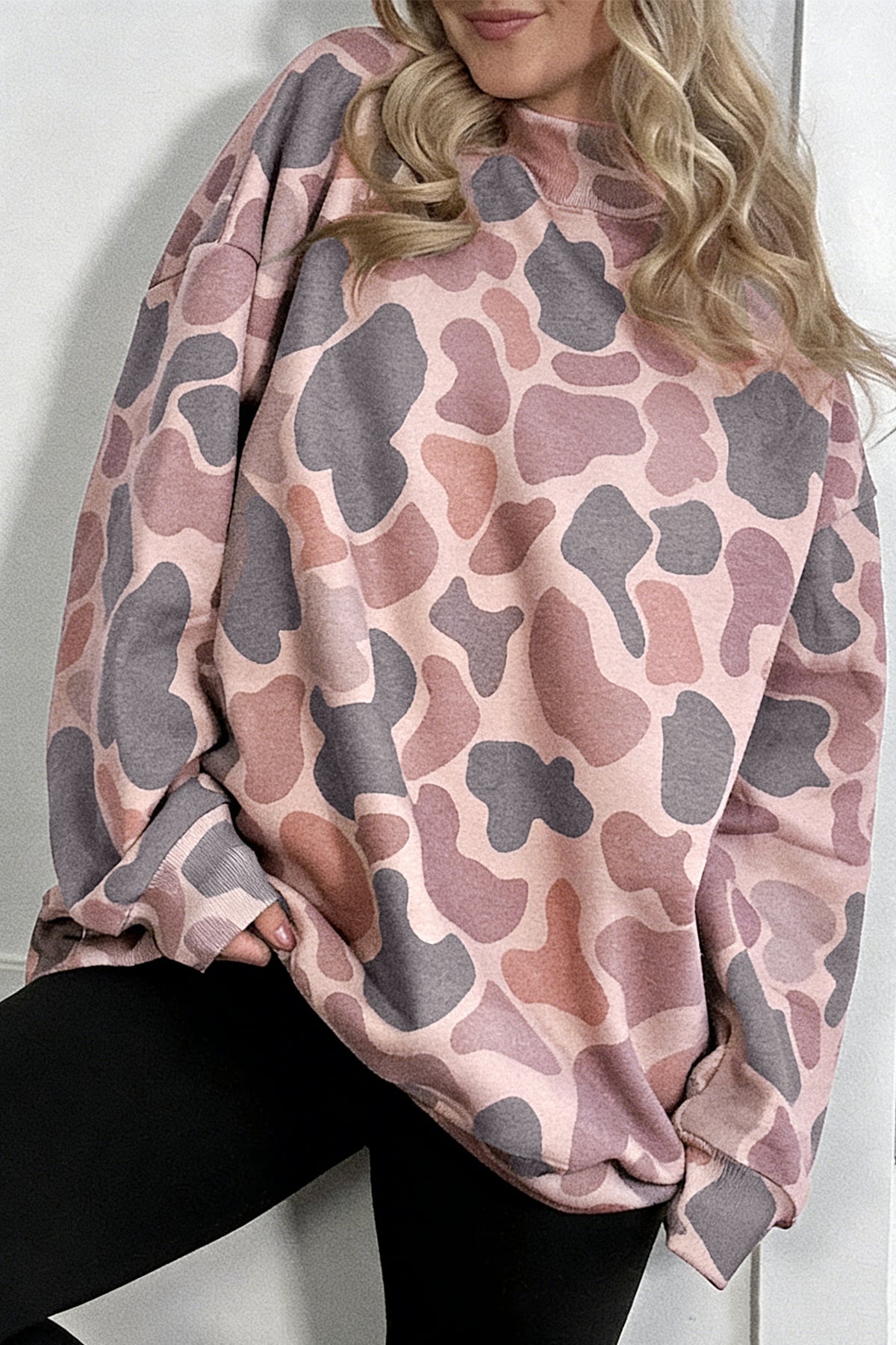 Multicolour Camouflage Western Style Pullover Sweatshirt