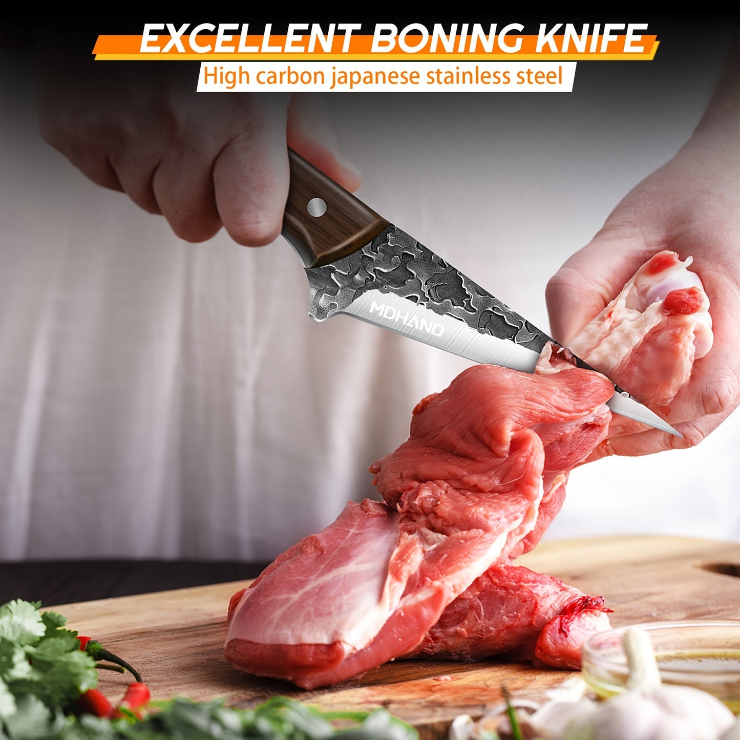Professional 14pcs Kitchen Chef Knife Set Includes Roll Bag 3-7 Inch, Butcher, Cleaver, Boning, Utility, Splitting Knives for Meat Cutting Fruit Vegetable, High Carbon Stainless Steel Ultra Sharp, with Ergonomic Wood Handle,