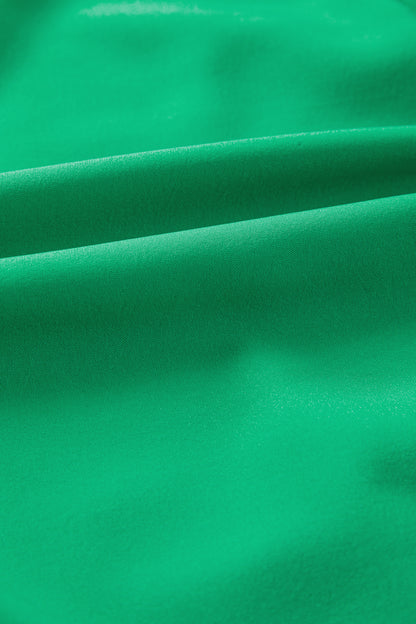 Bright Green Solid Color V Neck Short Puff Sleeve High Waist Tiered Maxi Dress