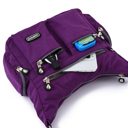 Unisex Square Bag Messenger Bag Multi-Pocket Lightweight Travel Shoulder Crossbody Bag for Men and Women