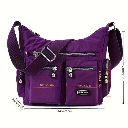 Unisex Square Bag Messenger Bag Multi-Pocket Lightweight Travel Shoulder Crossbody Bag for Men and Women