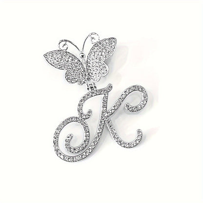 Trendy Shiny Butterfly Cursive Letter Cuban Chain Anklet For Women A-Z Letters Anklets Punk Hip Hop Style Sparkling Barefoot Jewelry