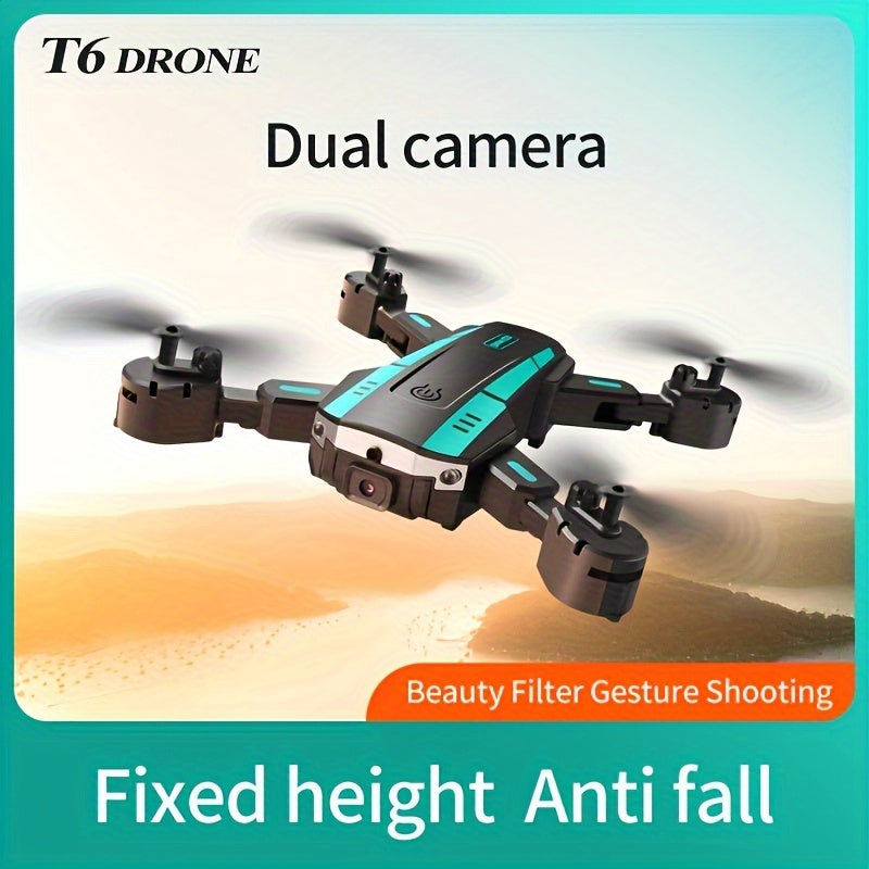 [Dual Cameras T6 Drone Gesture] T6 drone, dual cameras, one click takeoff and landing, 540 ° intelligent obstacle avoidance, gesture recognition, intelligent hovering, Halloween/Christmas/birthday/new year gifts