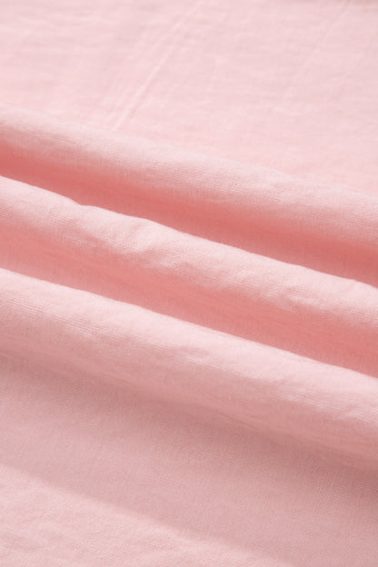 Light Pink Scallop Color Block Trim Puff Sleeve Mini Dress