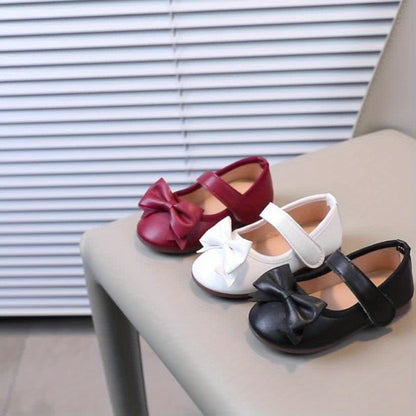 Girls Shoes Mary Jane Flats Soft Sole Non-slip Bow Decor Princess Shoes