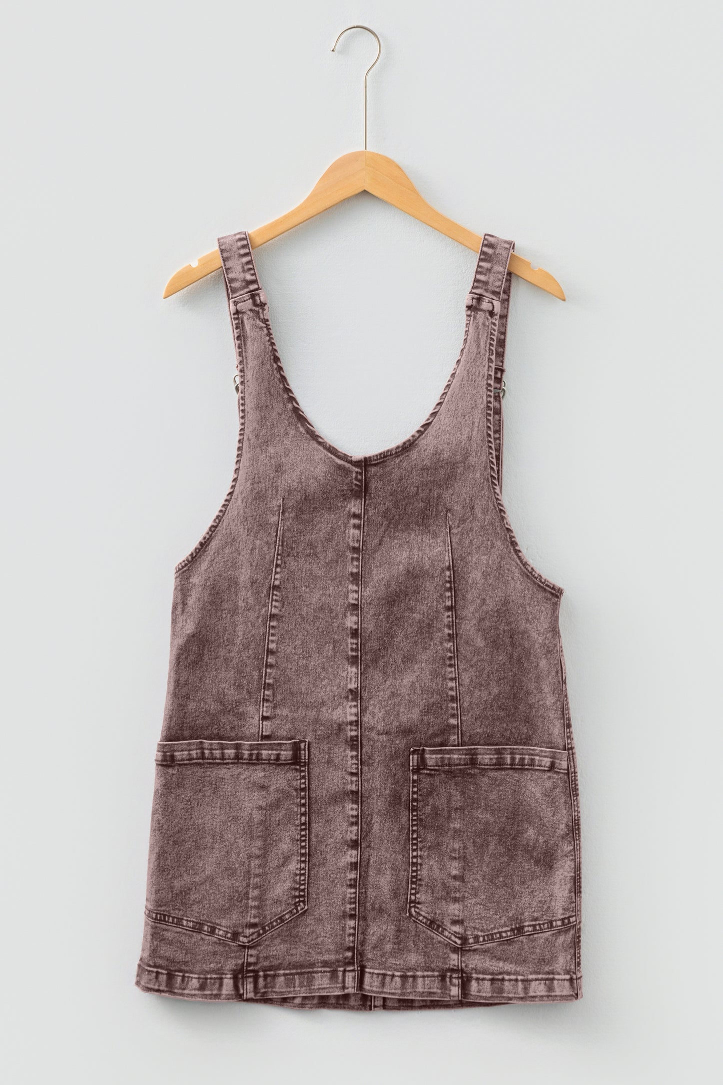 Goat Vintage Washed Denim V Neck Suspender Mini Dress