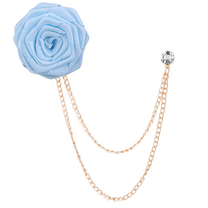 Men's Wedding Ceremony Groom Handmade Rose Chain Brooch