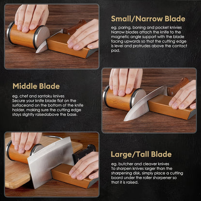 Knife Sharpener Tool, Rolling Knife Sharpeners Kit, Kitchen Knivies Sharpener With Diamond And Ceramic For Steel, Knife Sharpening With 15 And 20°, Angle Base For Kitchen Knives, Selected Christmas Present For Kitchen Enthus