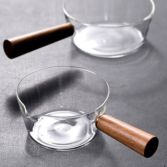 [Clear Glass Saucepan] 1pc High Borosilicate Glass Single Handle Clear Pot - Non-stick Stove Top Saucepan - Milk Butter Heating Instant Noodle Cookware