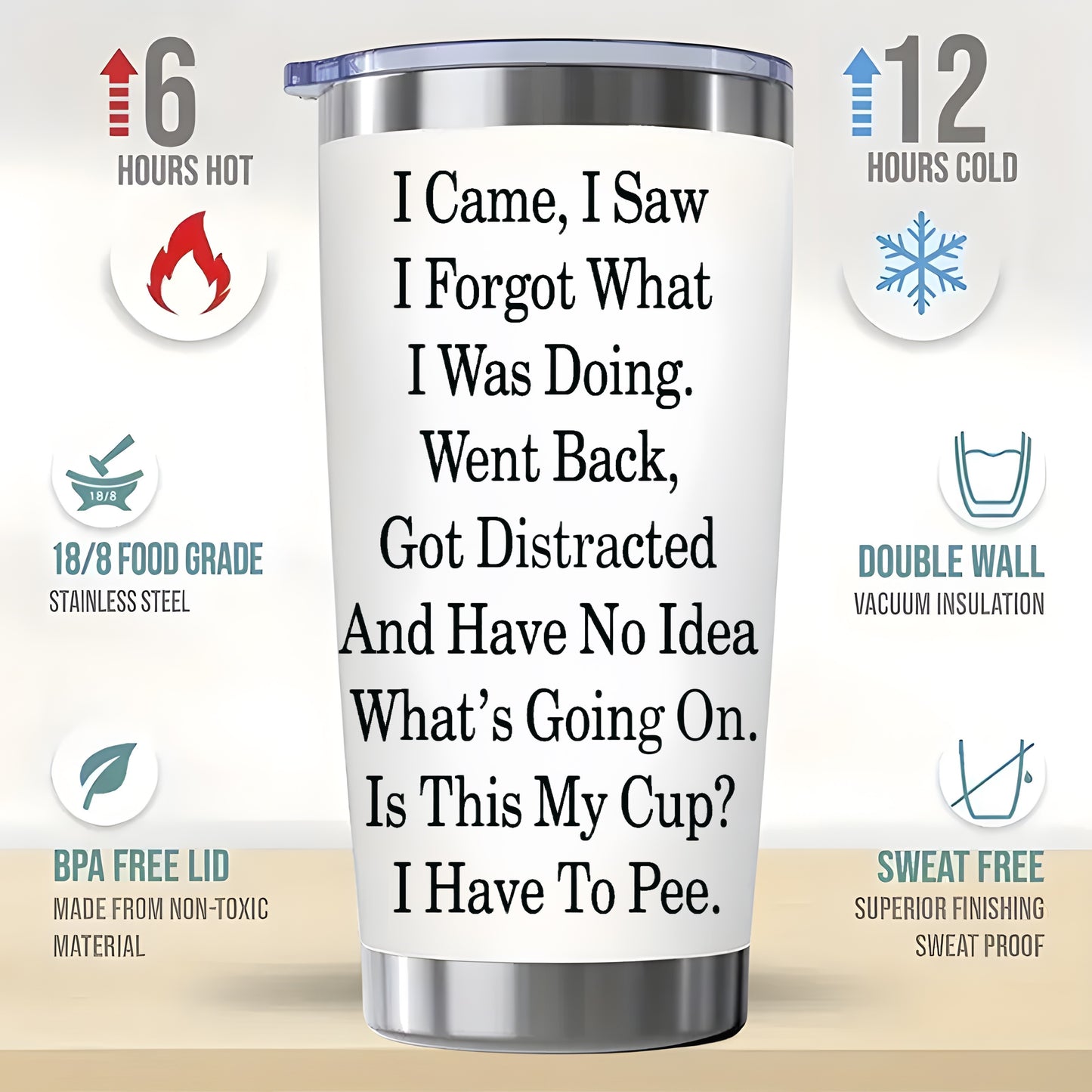1pc, Senior Citizen Tumbler With Lid, 20oz Stainless Steel Water Bottle, Insulated Water Cups, Summer Winter Drinkware, Outdoor Travel Accessories, Valentine's Day Gifts For Women Men
