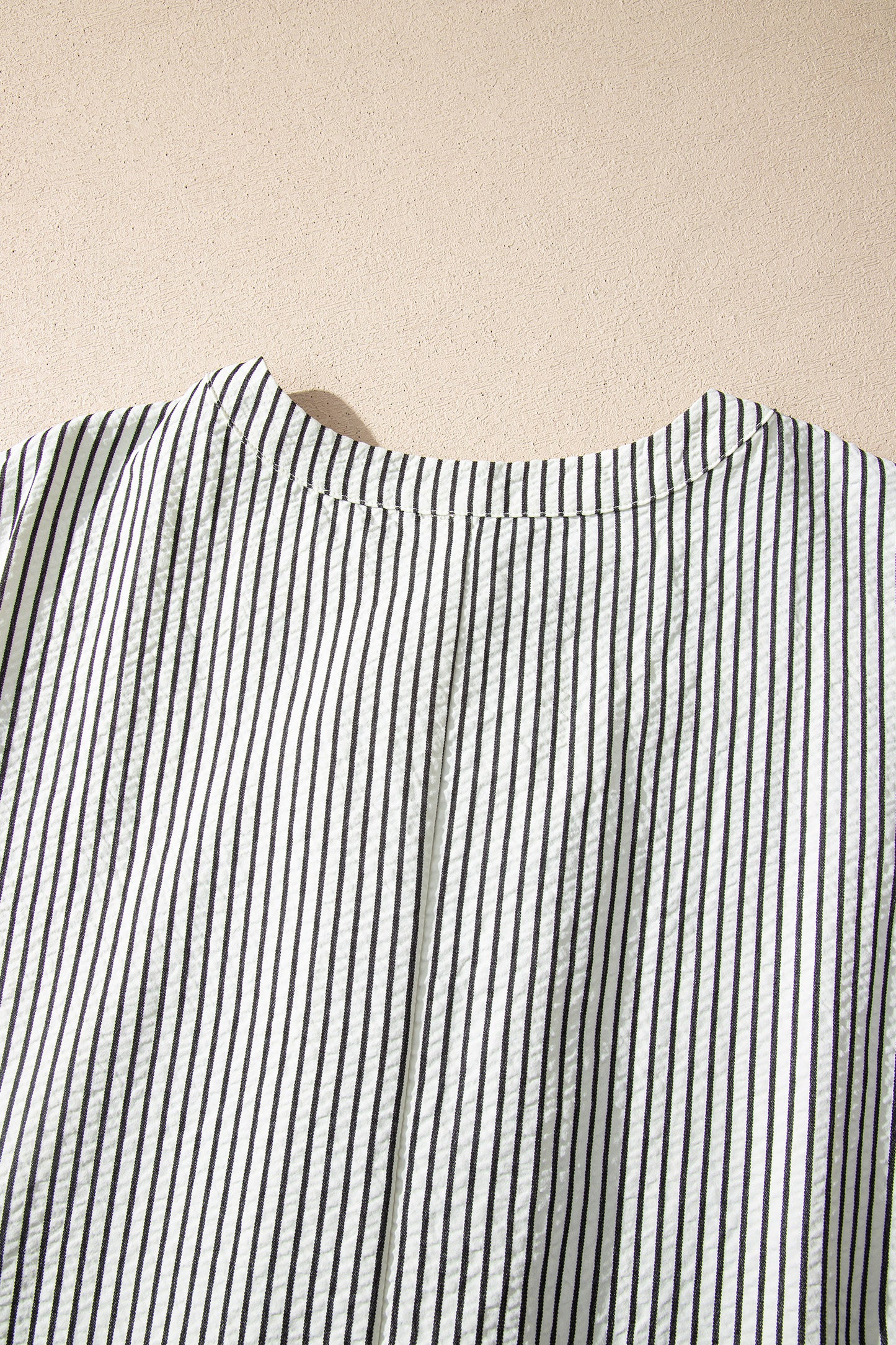 Black Stripe Frilled Detail Half Buttons Short Sleeve Long Dress
