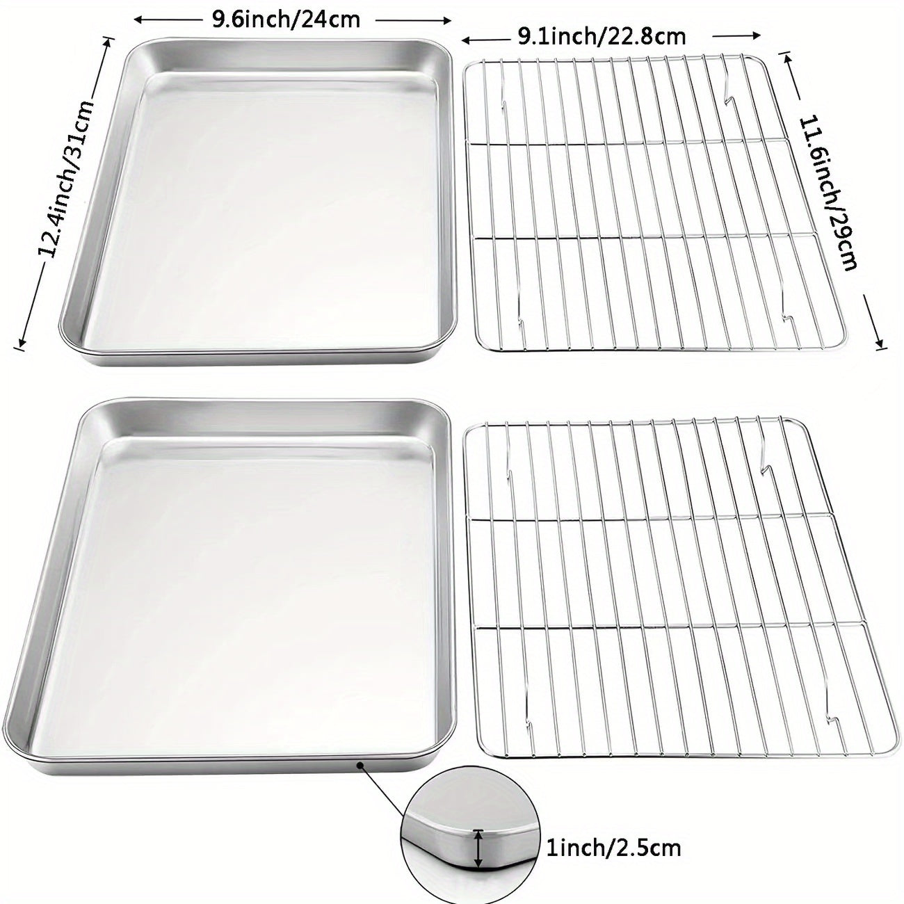 1pc Baking Sheet And Rack, Stainless Steel Cookie Sheet, Baking Pan Tray with Cooling Rack, Toxic & Healthy, Free & Dishwasher Safe, for Outdoor Picnic Party BBQ Accessories Kitchen Accessories