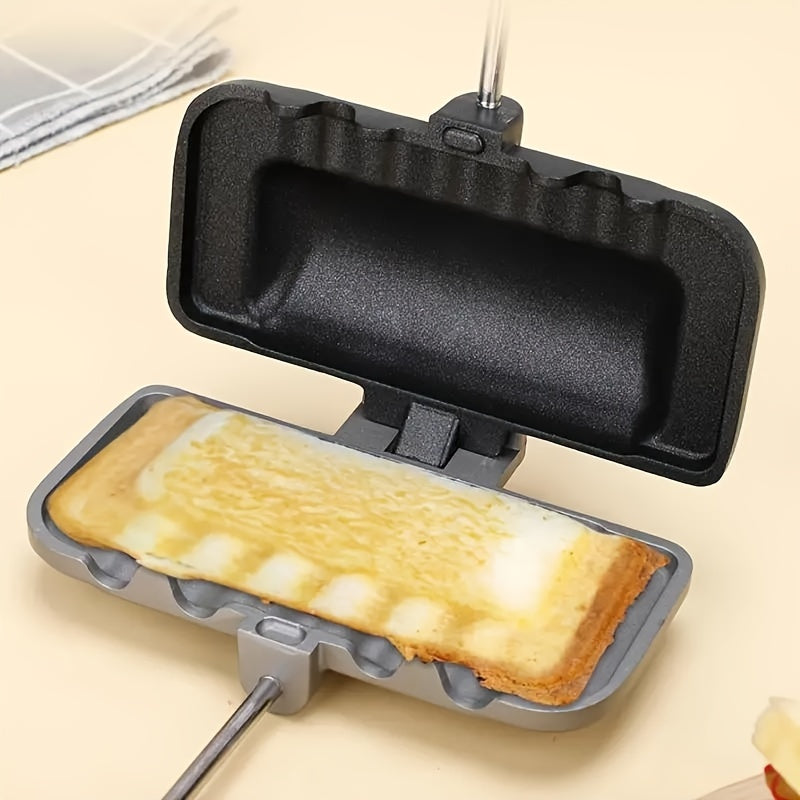 1pc Deluxe Sandwich Frying Pan - Cookware for Grilled Cheese, Pancakes, Omelettes, Hot Dogs, Bread and Toast - Non-Stick Aluminum Baking Pan Flip Frying Pan, Sandwich Maker, Kitchen Gadget for Restaurants, Food Trucks, and Ho